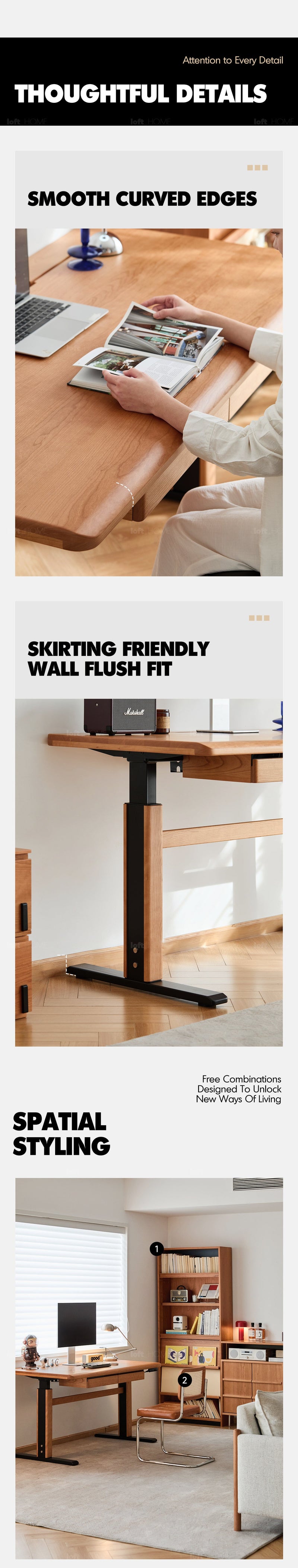 Scandinavian Cherry Wood Electric Height Adjustable Study Table CLOUD LIFTING More Details and Instruction_15