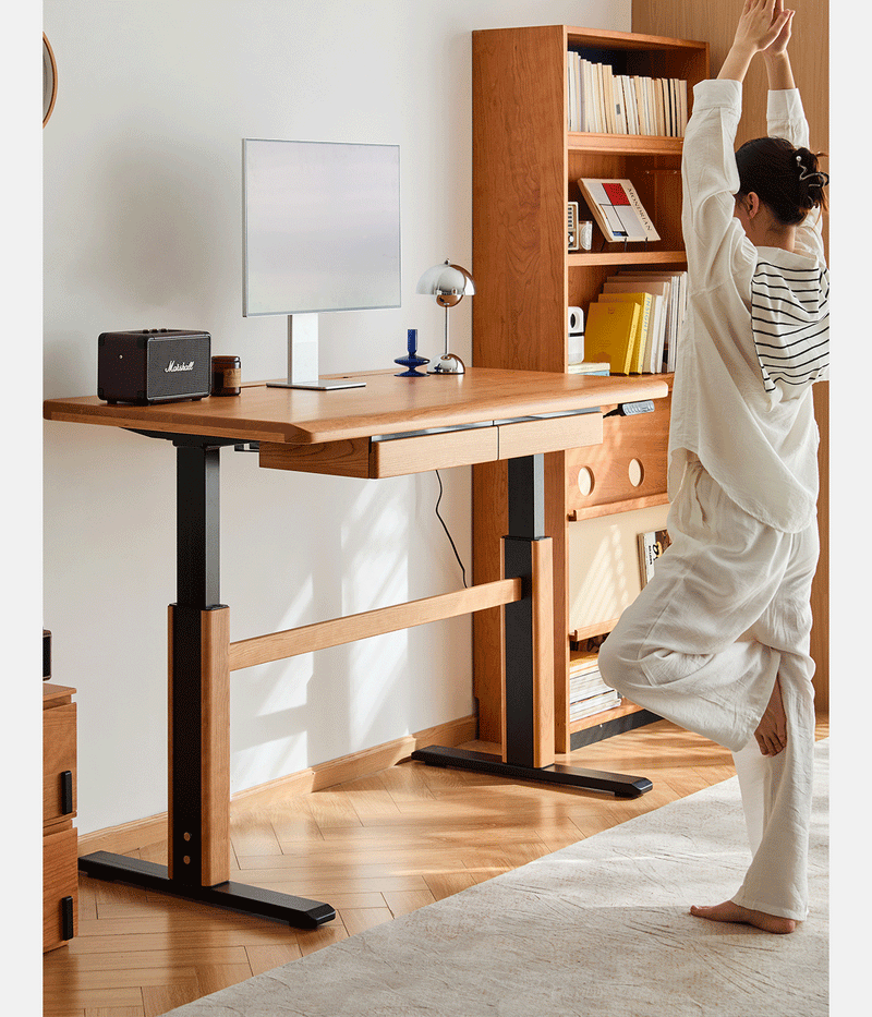Scandinavian Cherry Wood Electric Height Adjustable Study Table CLOUD LIFTING More Details and Instruction_2