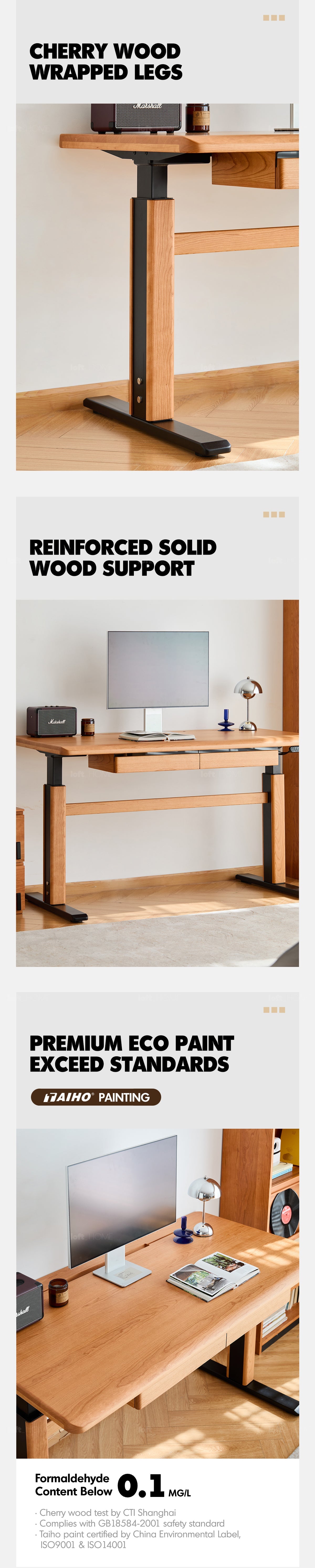 Scandinavian Cherry Wood Electric Height Adjustable Study Table CLOUD LIFTING More Details and Instruction_4