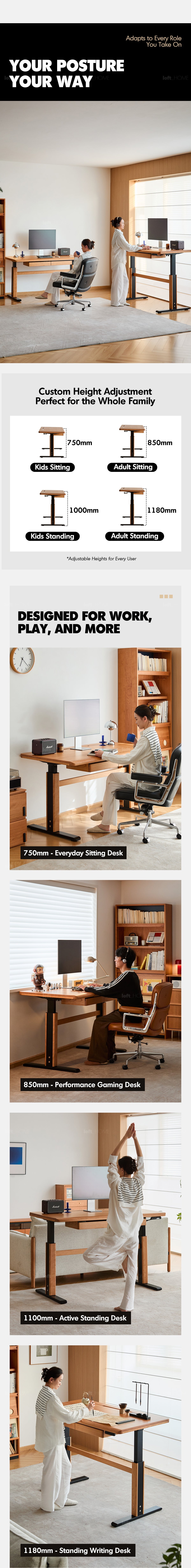 Scandinavian Cherry Wood Electric Height Adjustable Study Table CLOUD LIFTING More Details and Instruction_5