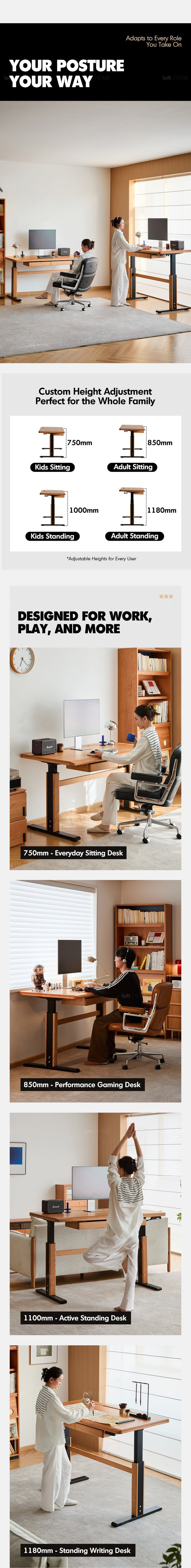 Scandinavian Cherry Wood Electric Height Adjustable Study Table CLOUD LIFTING More Details and Instruction_5