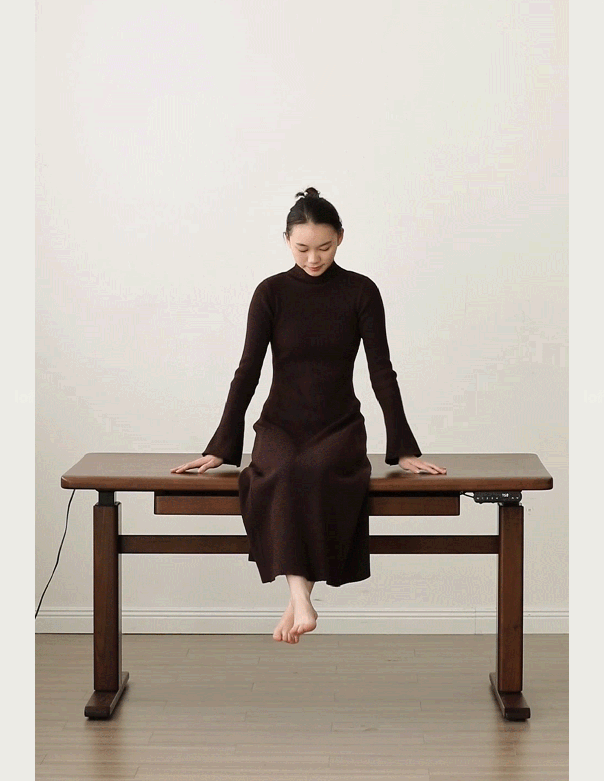 Japandi Walnut Wood Electric Height Adjustable Study Table CLOUD LIFTING More Details and Instruction_10