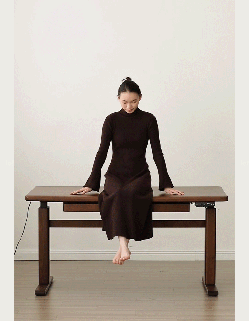 Japandi Walnut Wood Electric Height Adjustable Study Table CLOUD LIFTING More Details and Instruction_10