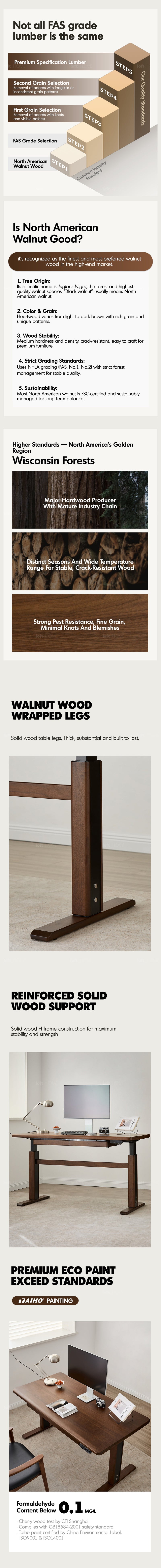 Japandi Walnut Wood Electric Height Adjustable Study Table CLOUD LIFTING More Details and Instruction_2