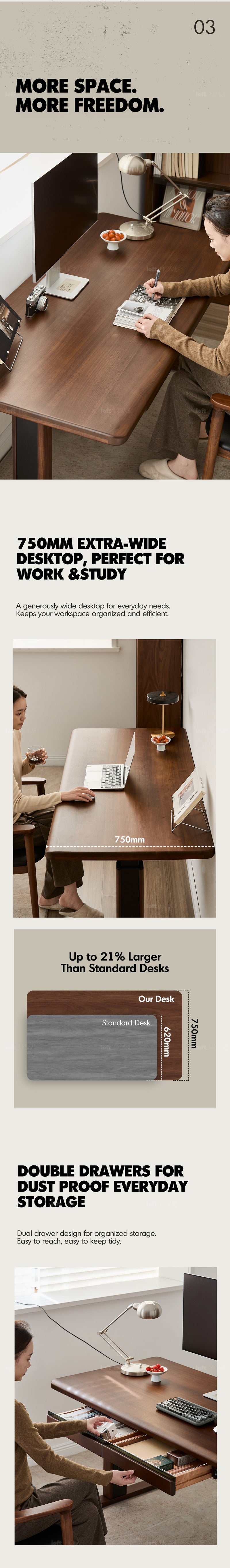 Japandi Walnut Wood Electric Height Adjustable Study Table CLOUD LIFTING More Details and Instruction_4