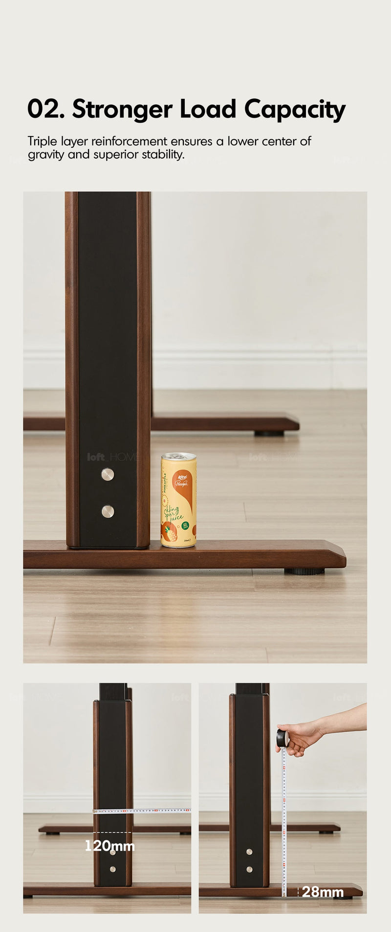 Japandi Walnut Wood Electric Height Adjustable Study Table CLOUD LIFTING More Details and Instruction_9
