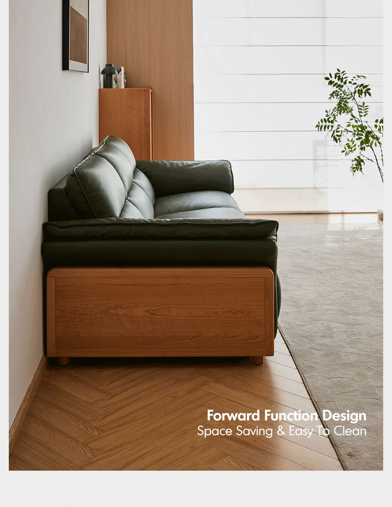 Scandinavian Cherry Wood Genuine Leather Electric Recliner 3 Seater Sofa EDGELESS More Details and Instruction_4