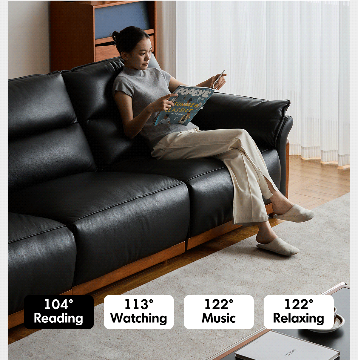 Vintage Boxwood Genuine Leather Electric Recliner 4 Seater Sofa EDGELESS More Details and Instruction_2