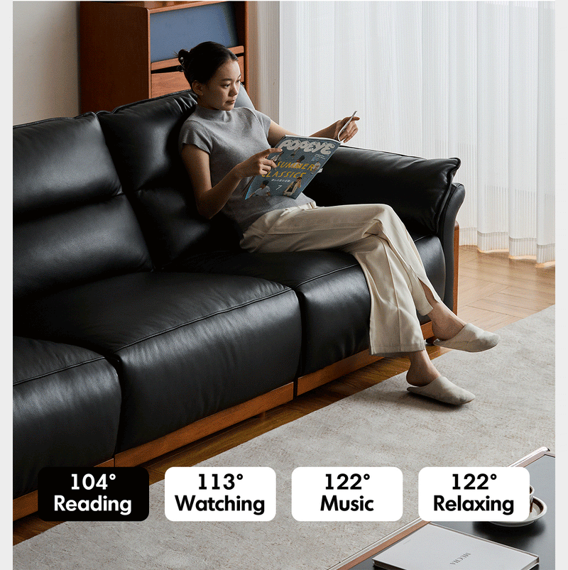 Vintage Boxwood Genuine Leather Electric Recliner 3 Seater Sofa EDGELESS More Details and Instruction_2