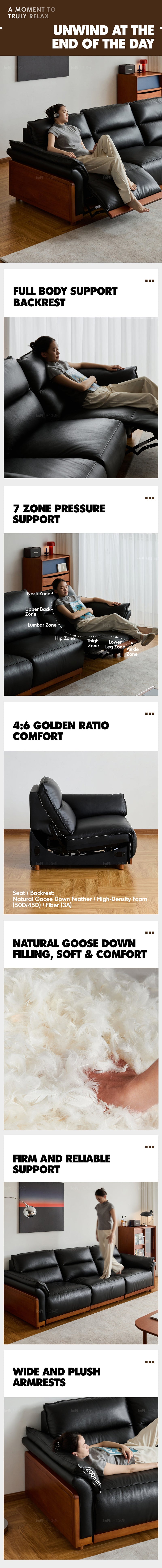 Vintage Boxwood Genuine Leather Electric Recliner 3 Seater Sofa EDGELESS More Details and Instruction_6