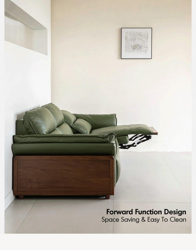 Japandi Walnut Wood Genuine Leather Electric Recliner 3 Seater Sofa EDGELESS More Details and Instruction_4