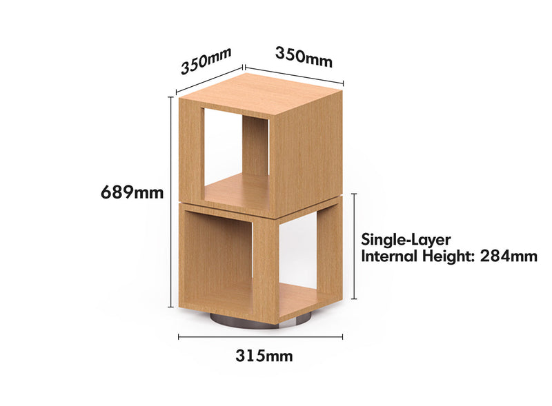 Minimalist Ash Wood Veneer Revolving Side Table AXEL Size Chart