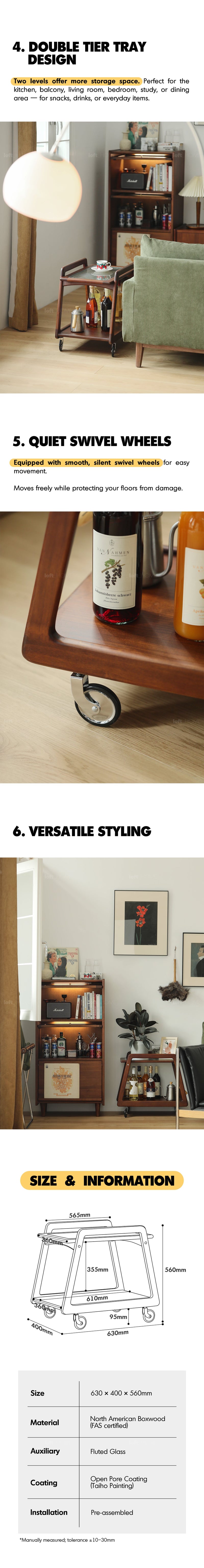 Vintage Boxwood Wheeled Trolley Side Table YOYO More Details and Instruction_2