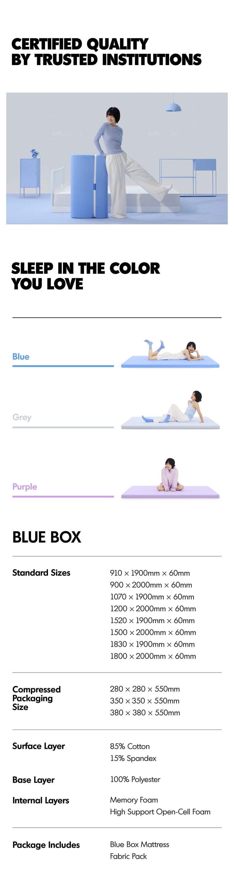 6cm Hybrid Medium Firm Cooling Skin Mattress BLUEBOX LITTLE More Details and Instruction_10