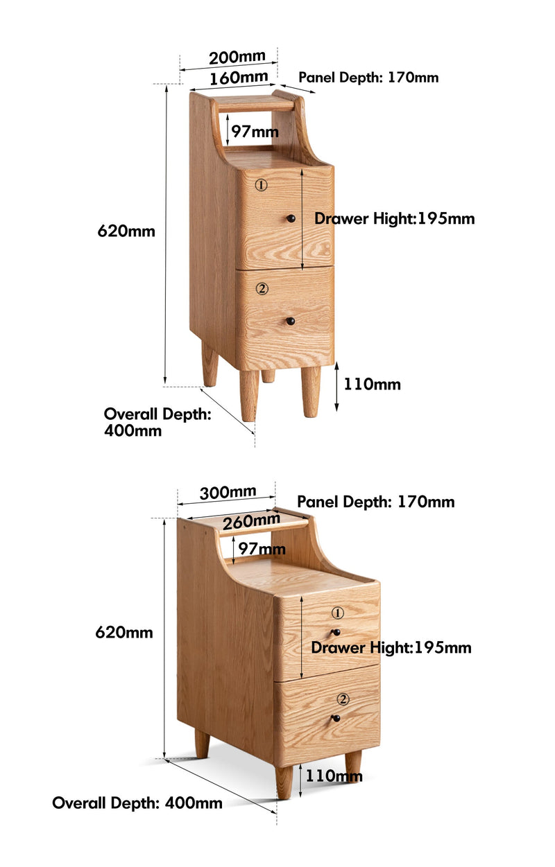 Scandinavian Wood Side Table BESIDE Size Chart