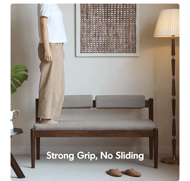 Japandi Oak Wood Mixed Weave Fabric Dining Bench PILLAR WALNUT More Details and Instruction_6