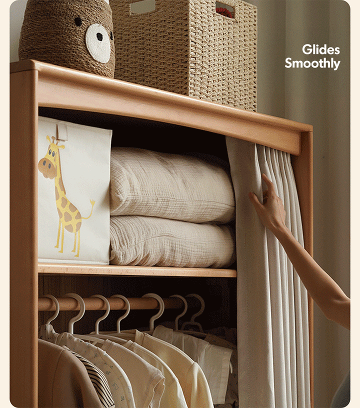 Scandinavian Beech Wood Wardrobe PEBLO