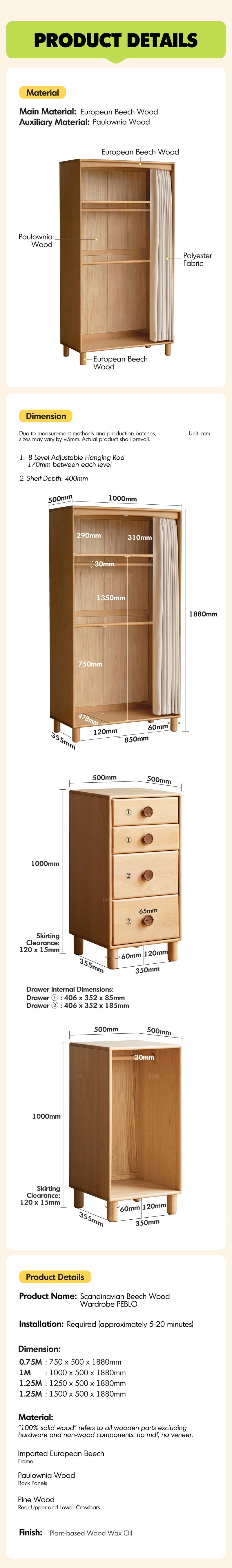 Scandinavian Beech Wood Wardrobe PEBLO More Details and Instruction_7