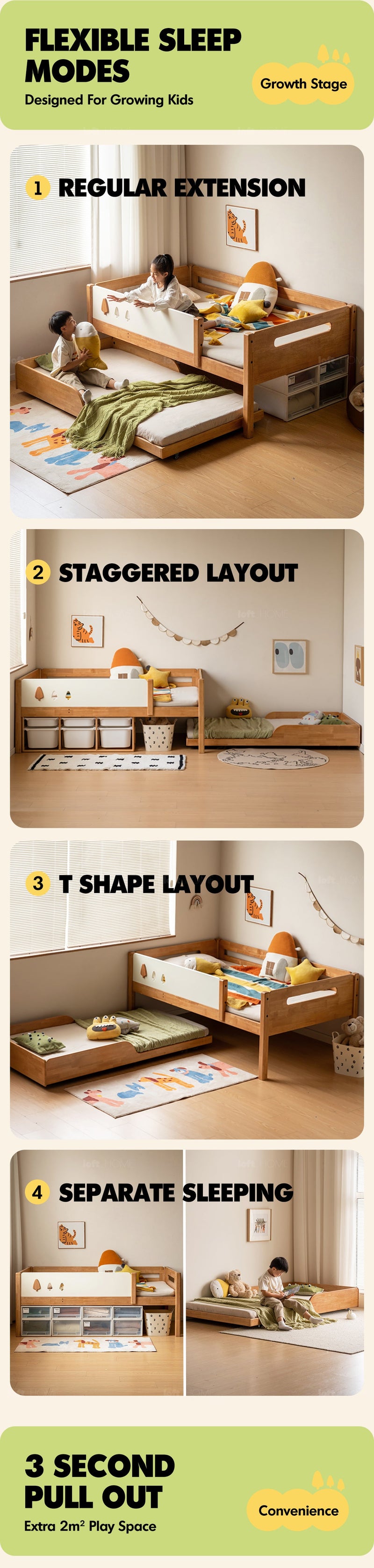 more product details and feature of Scandinavian Rubber Wood Kids Bunk Bed VIREO