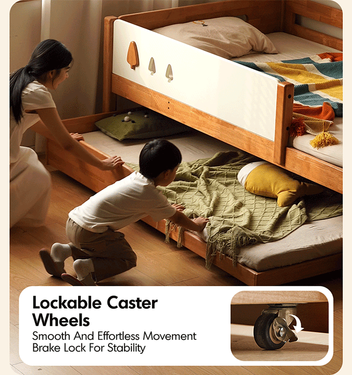 Scandinavian rubber wood kids bunk bed vireo in real life style.