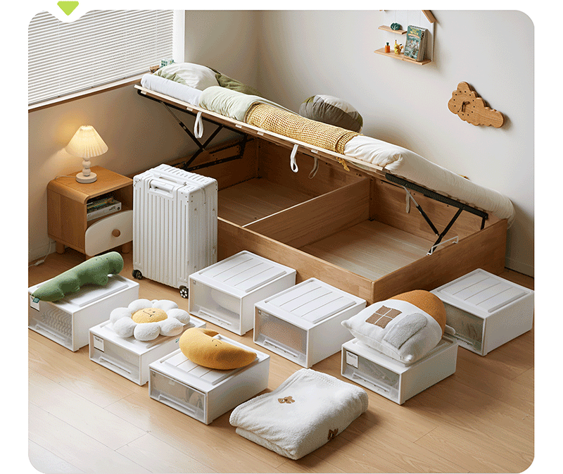 more product details and feature of Scandinavian Rubber Wood Kids Storage Bed MIREO