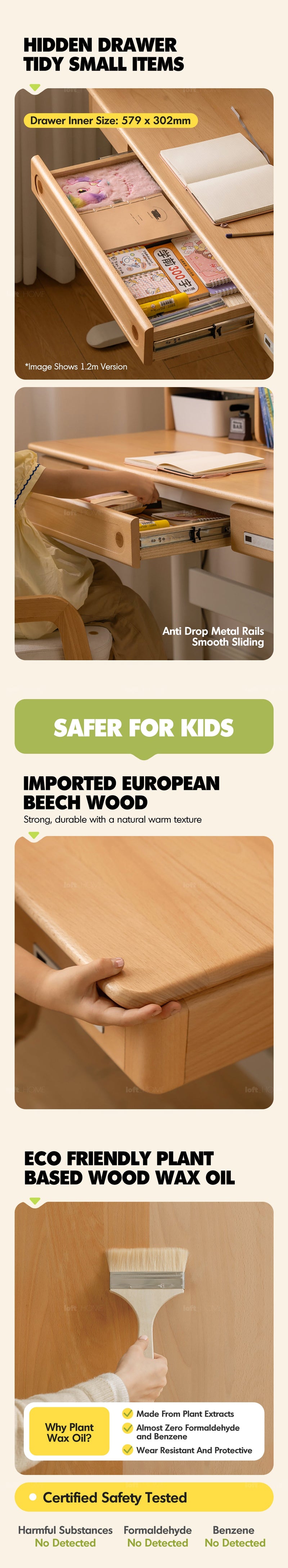 Scandinavian Beech Wood Electric Height Adjustable Kids Study Table With Intergrated LED Light ORBITA More Details and Instruction_7