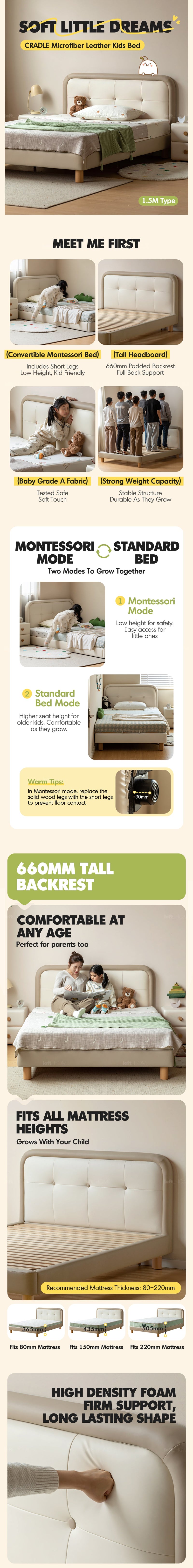 Modern Microfiber Leather Kids Bed CRADLE More Details and Instruction