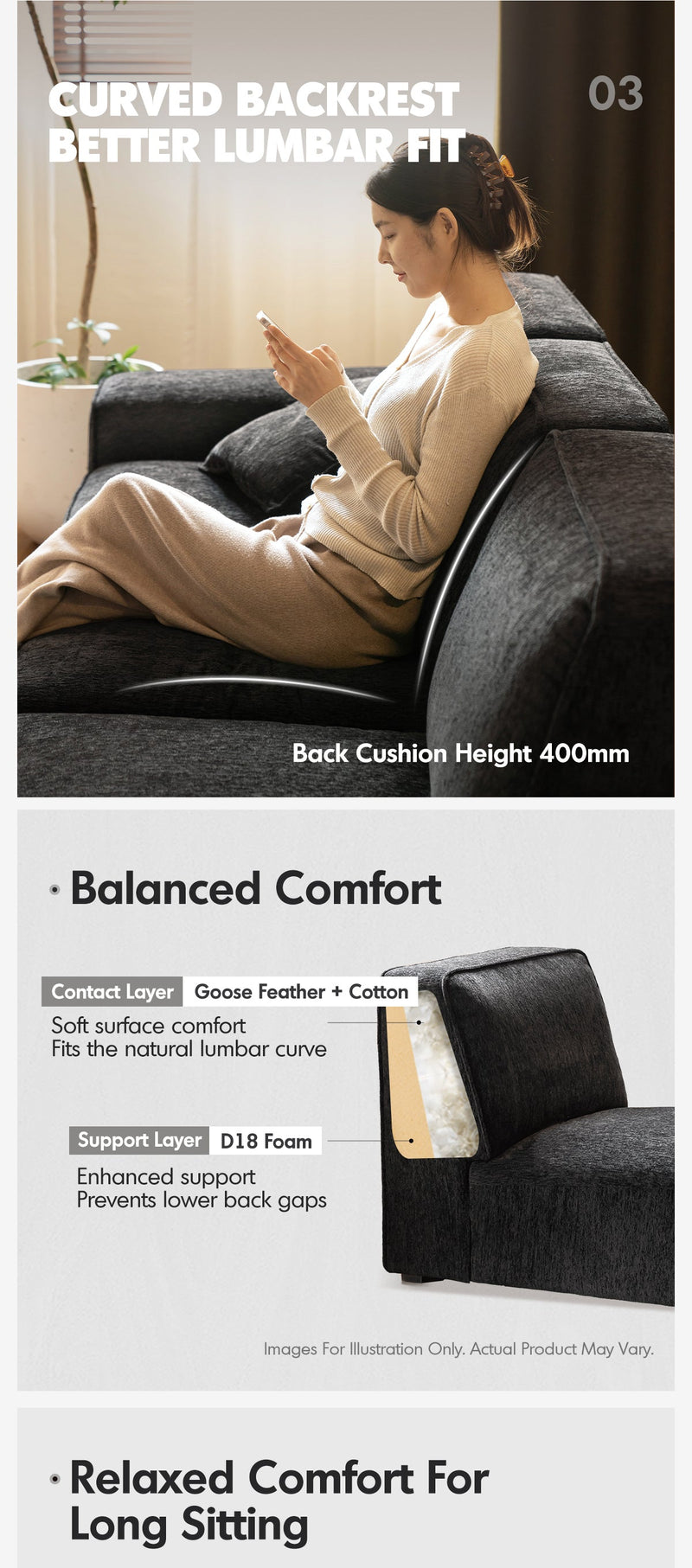 more product details and feature of Minimalist Chenille Velvet Fabric 3 Seater Sofa TUFTY TIME