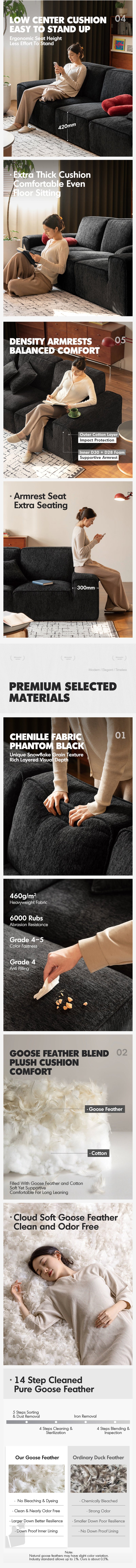 more product details and feature of Minimalist Chenille Velvet Fabric 3 Seater Sofa TUFTY TIME