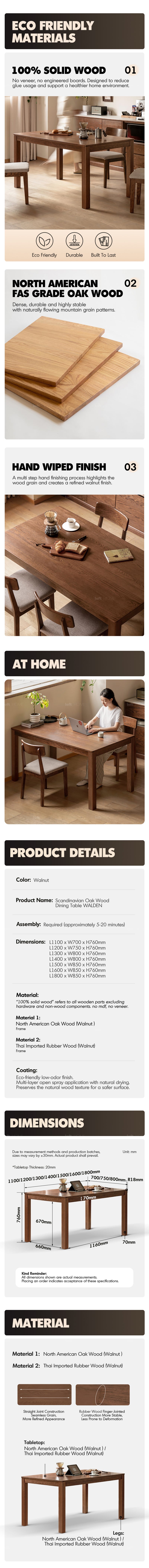 Japandi Oak Wood Dining Table WALDEN More Details and Instruction_2