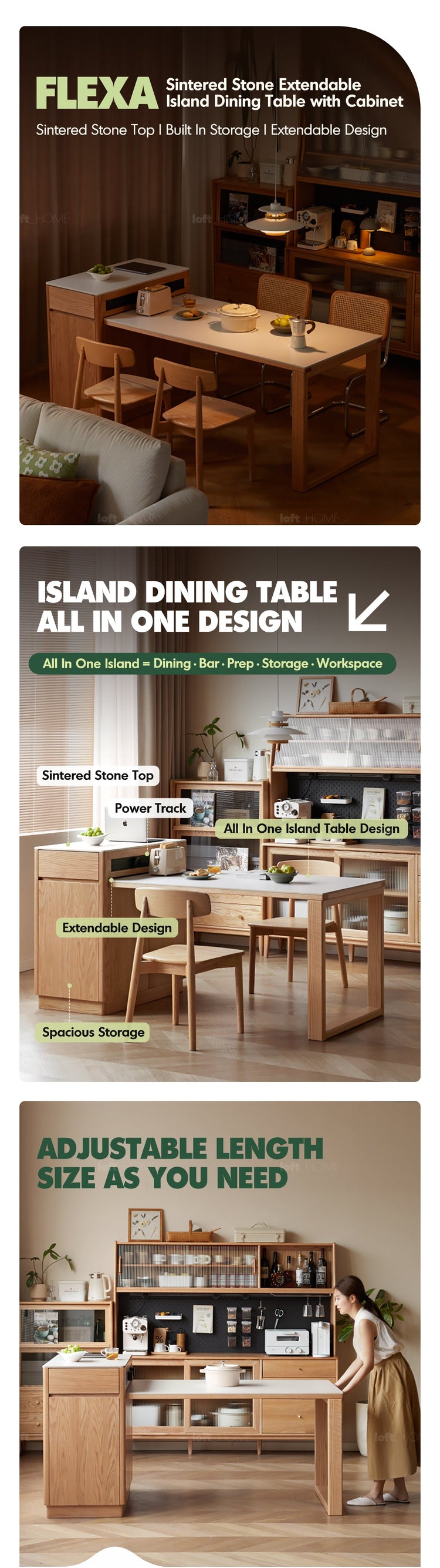 Scandinavian Oak Wood Sintered Stone Extendable Island Dining Table With Cabinet FLEXA Good to Know Preview-1