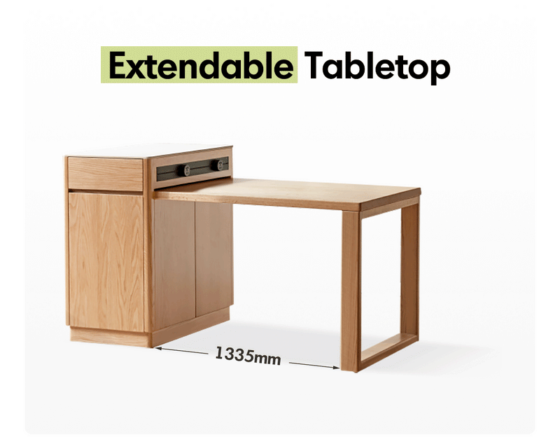 more product details and feature of Scandinavian Oak Wood Sintered Stone Extendable Island Dining Table With Cabinet FLEXA
