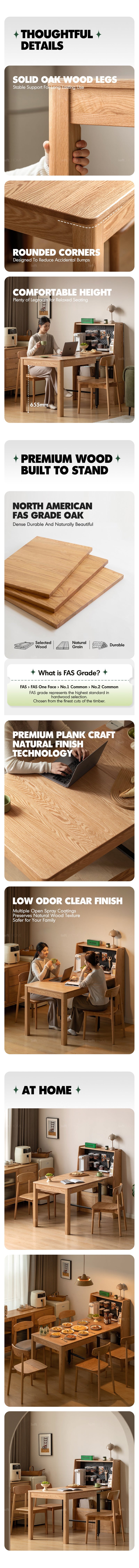 Scandinavian Oak Wood Extendable Dining Table With Shelf NEST More Details and Instruction_7