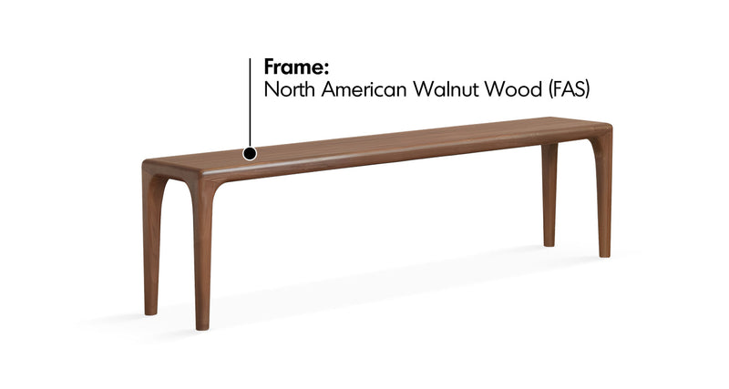 more material details of Japandi Walnut Wood Dining Bench CONTI