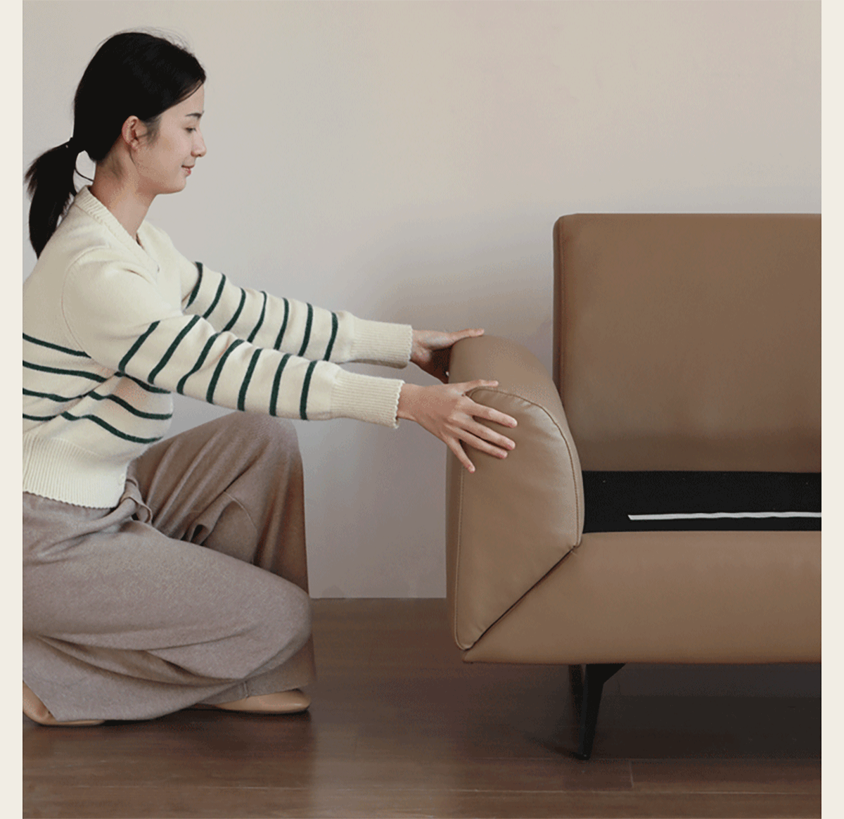 more product details and feature of Modern Velvet Fabric PU Leather 2 Seater Sofa Bed FLIPEN