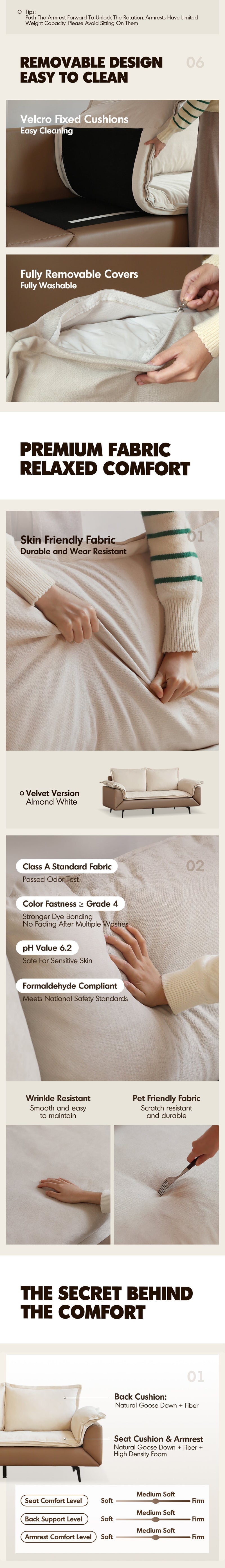 more product details and feature of Modern Velvet Fabric PU Leather 2 Seater Sofa Bed FLIPEN