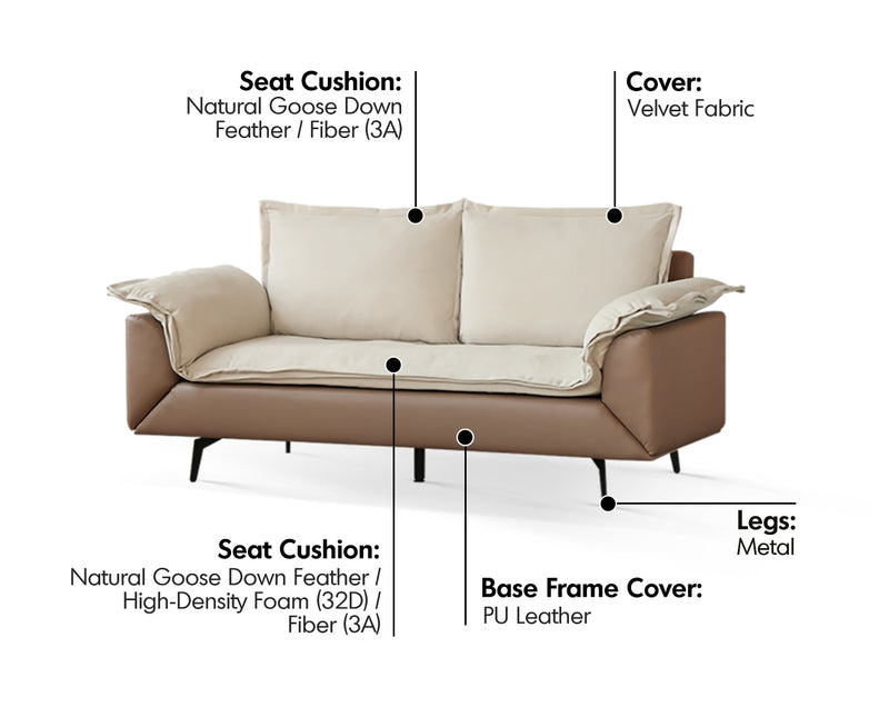 more material details of Modern Velvet Fabric PU Leather 2 Seater Sofa Bed FLIPEN