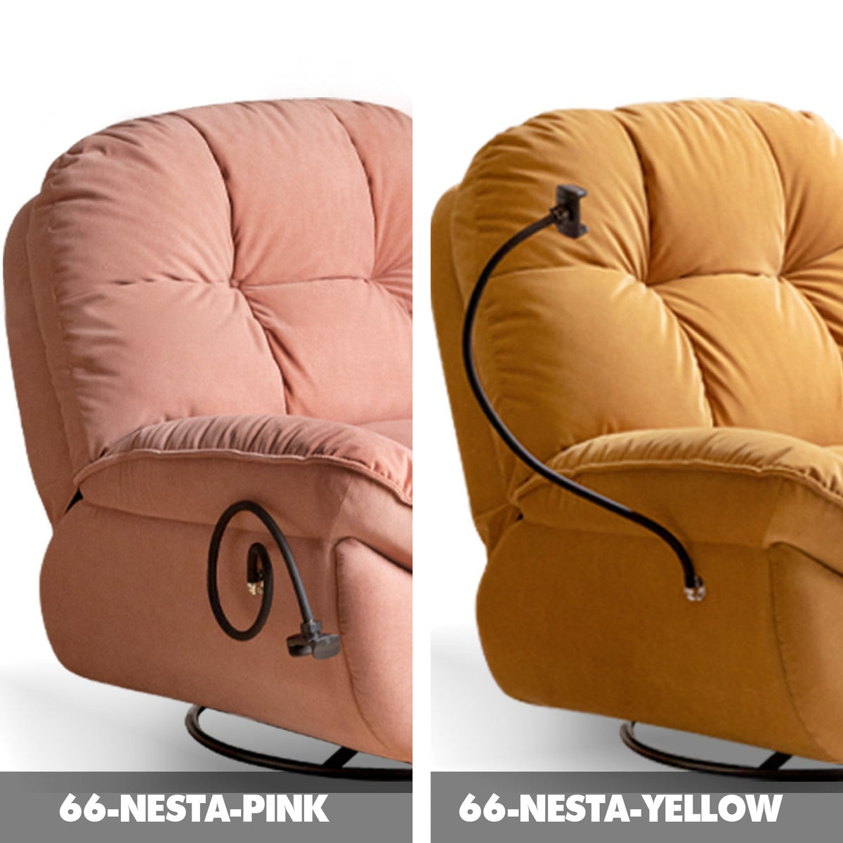 more color details of Cream Cat Scratch Resistant Fabric Electric Recliner 1 Seater Sofa With Phone Holder NESTA