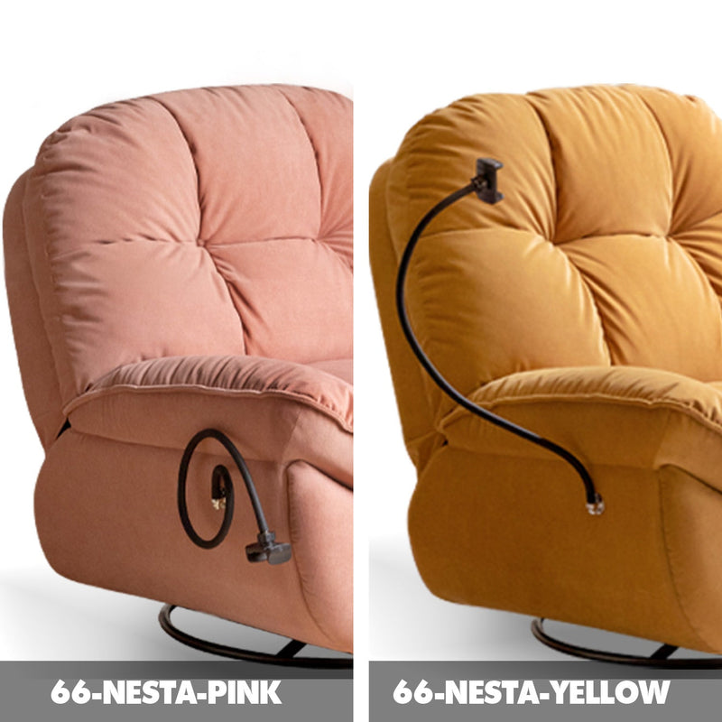 more color details of Cream Cat Scratch Resistant Fabric Electric Recliner 1 Seater Sofa With Phone Holder NESTA