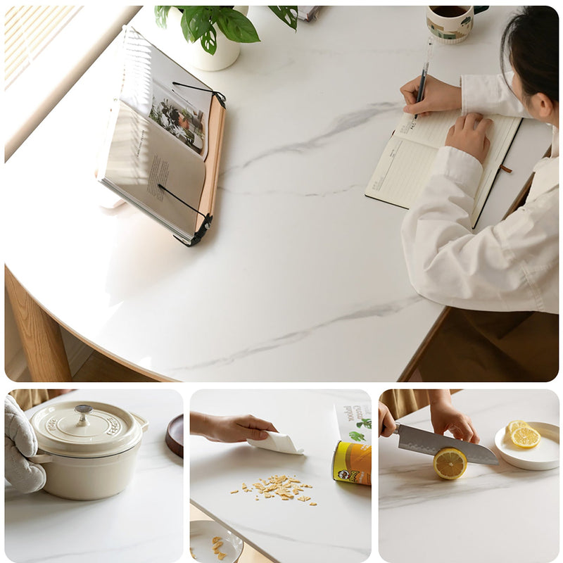 more color details of Scandinavian Oak Wood Sintered Stone Extendable Round Dining Table ORBIT