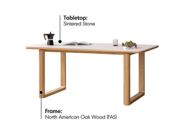 more material details of Scandinavian Oak Wood Sintered Stone Dining Table ANCHOR