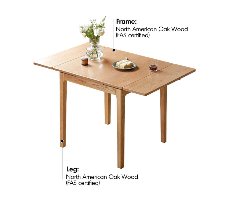 more material details of Scandinavian Oak Wood Extendable Dining Table EXTENDRA