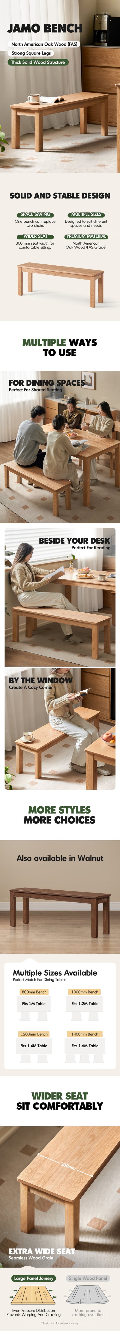 Scandinavian Oak Wood Dining Bench JAMO Good to Know Preview-1
