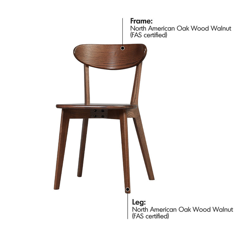 more material details of Japandi Oak Wood Dining Chair ELM WALNUT