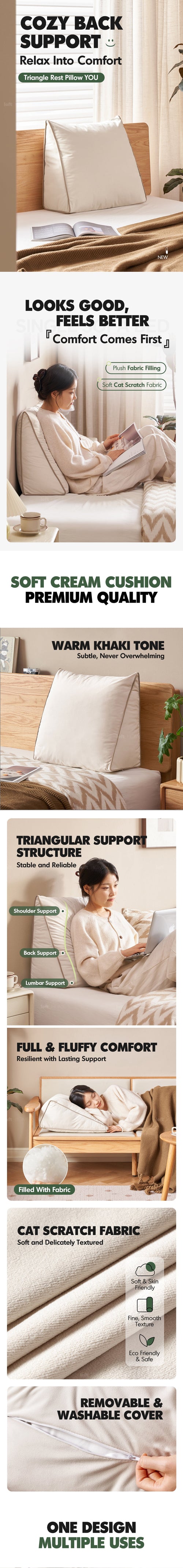 Modern Cat Scratch Resistant Fabric Triangle Rest Pillow YOU Good to Know Preview-1