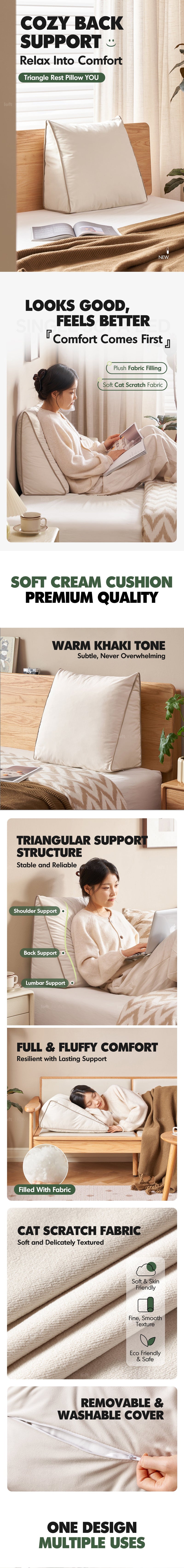 more product details and feature of Modern Cat Scratch Resistant Fabric Triangle Rest Pillow YOU