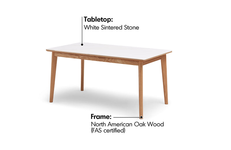 more material details of Scandinavian Sintered Stone Oak Wood Dining Table JADEN