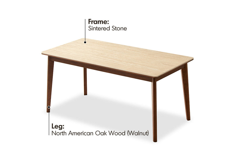 more material details of Japandi Sintered Stone Oak Wood Dining Table LENNOR