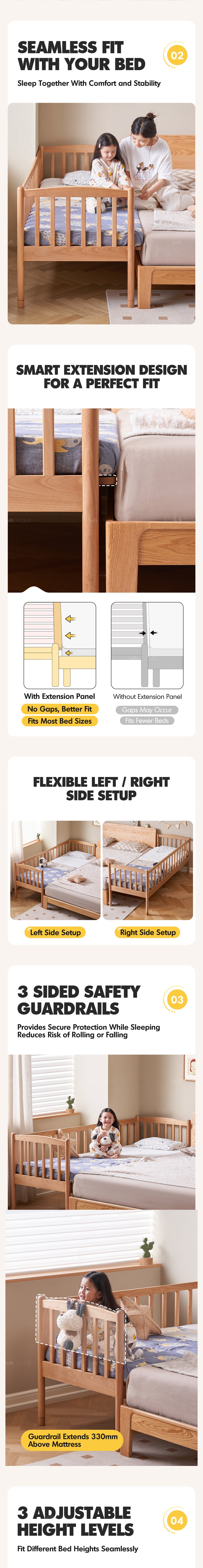 more product details and feature of Scandinavian Birch Wood Kids Sidecar Bed With Mattress Set MYKA