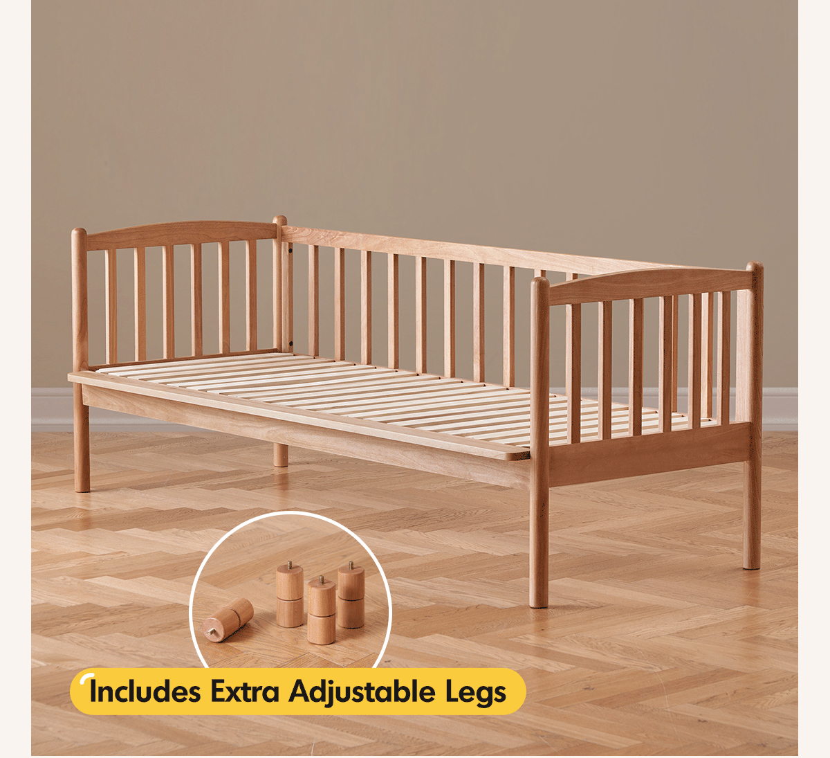 Scandinavian Birch Wood Kids Sidecar Bed With Mattress Set MYKA More Details and Instruction_3